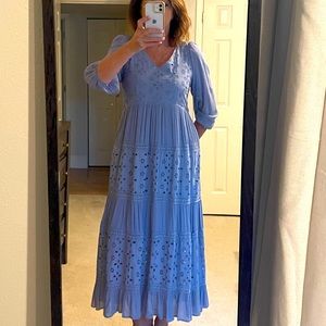 Listicle Blue maxi cotton dress Medium.